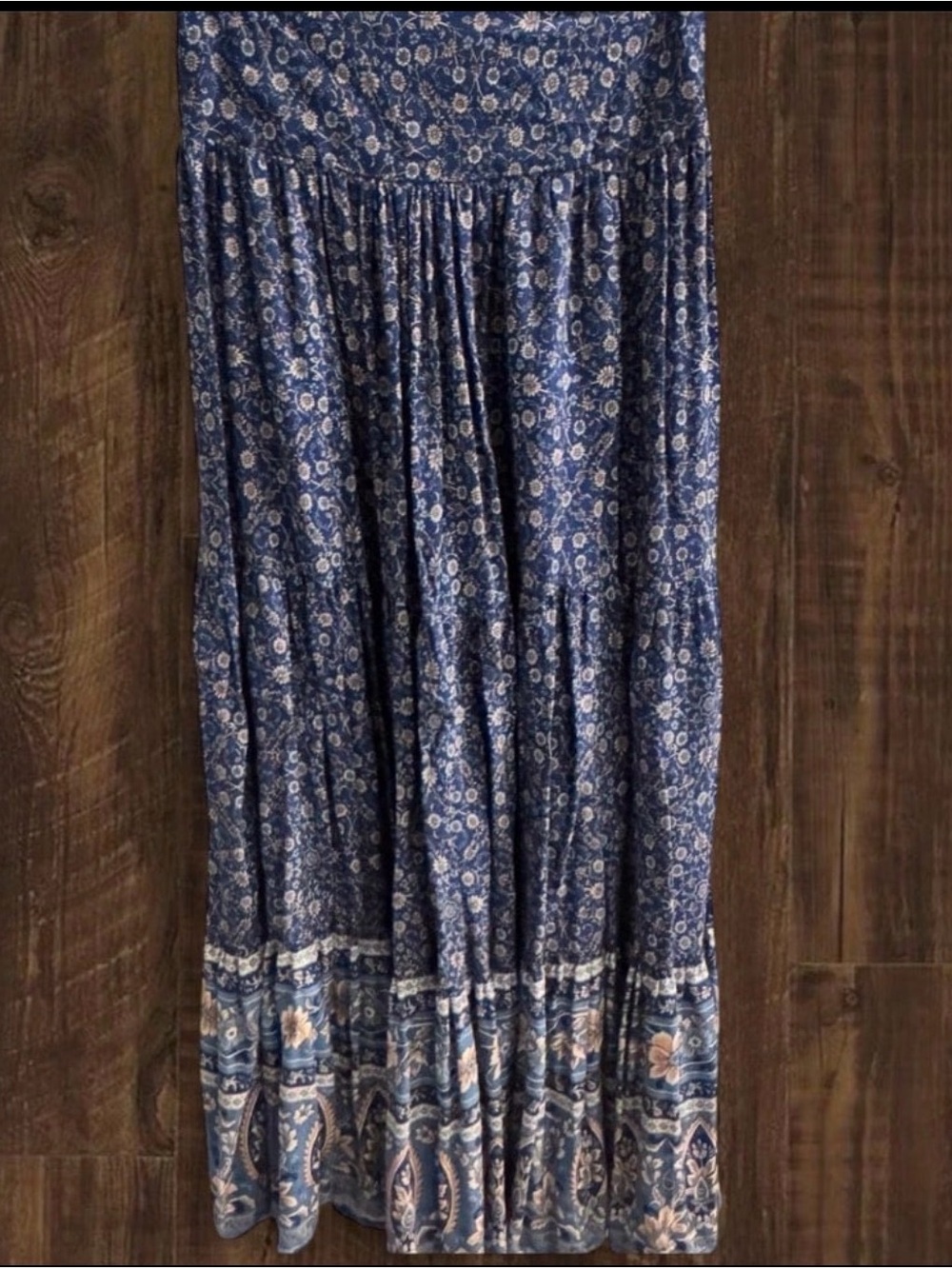 NATURAL LIFE Blue Floral Tiered Maxi Skirt